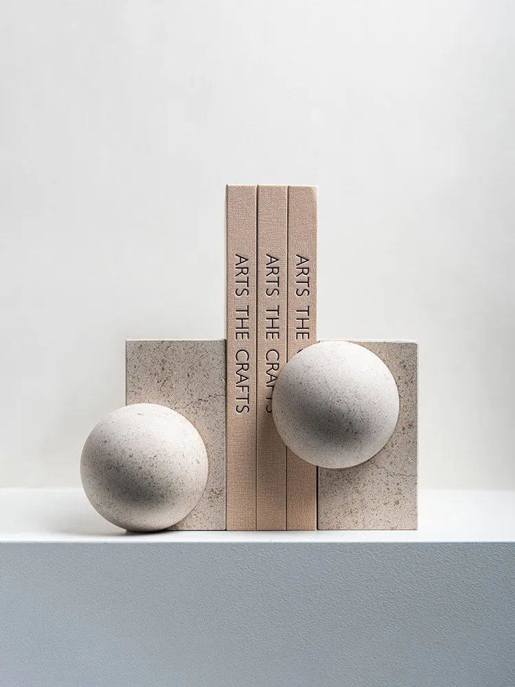 ᗢ* Hemisphere Marble Book Relies on Simple Study TV Cabinet Wine Cabinet Decoration Designer Niche Ornament