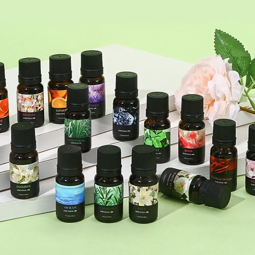 15 Flavors 10ml Essential Oils For Aroma Diffuser AirHumidifier Home Water-soluble Lavender Rose Eucalyptus White tea Lily