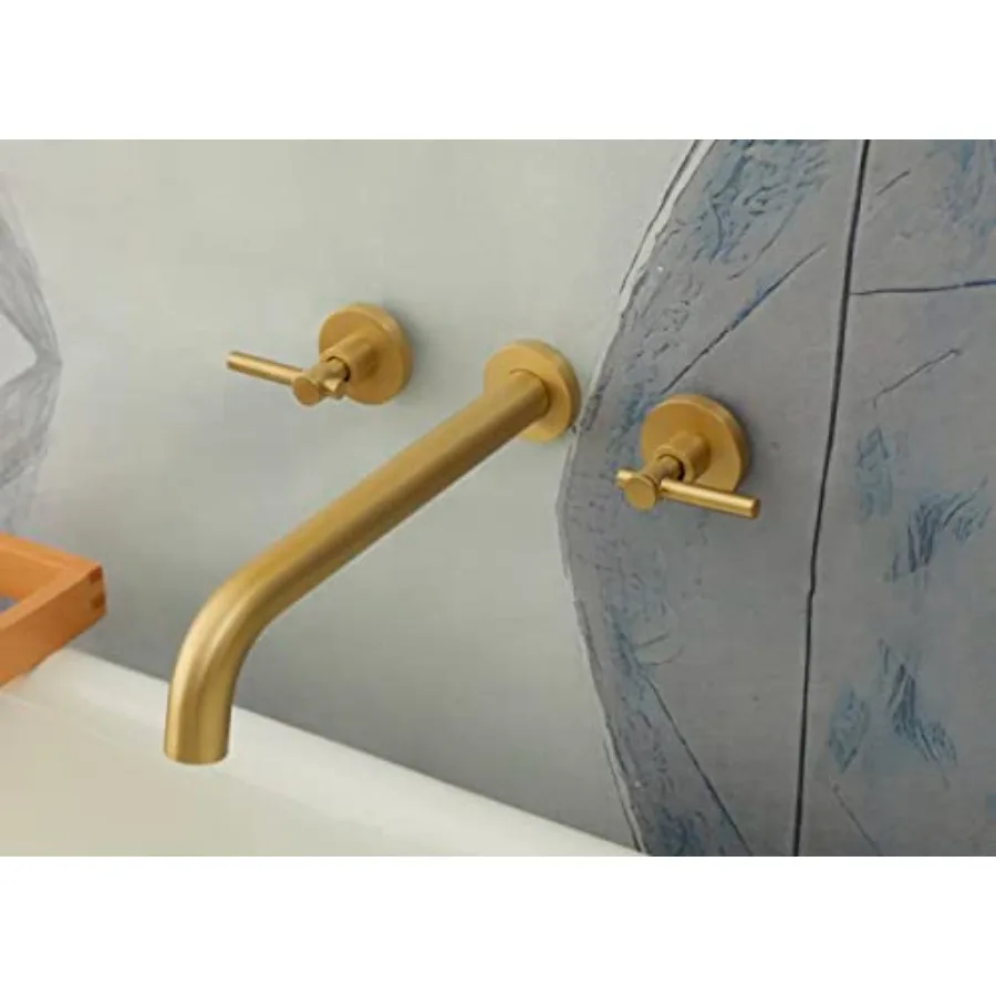 

Wall Mount Tub FillerTwo Handle Bathtub Wall Faucet Extra Long Spout Reach with High Water Flow Brass Rough in Valve Included G