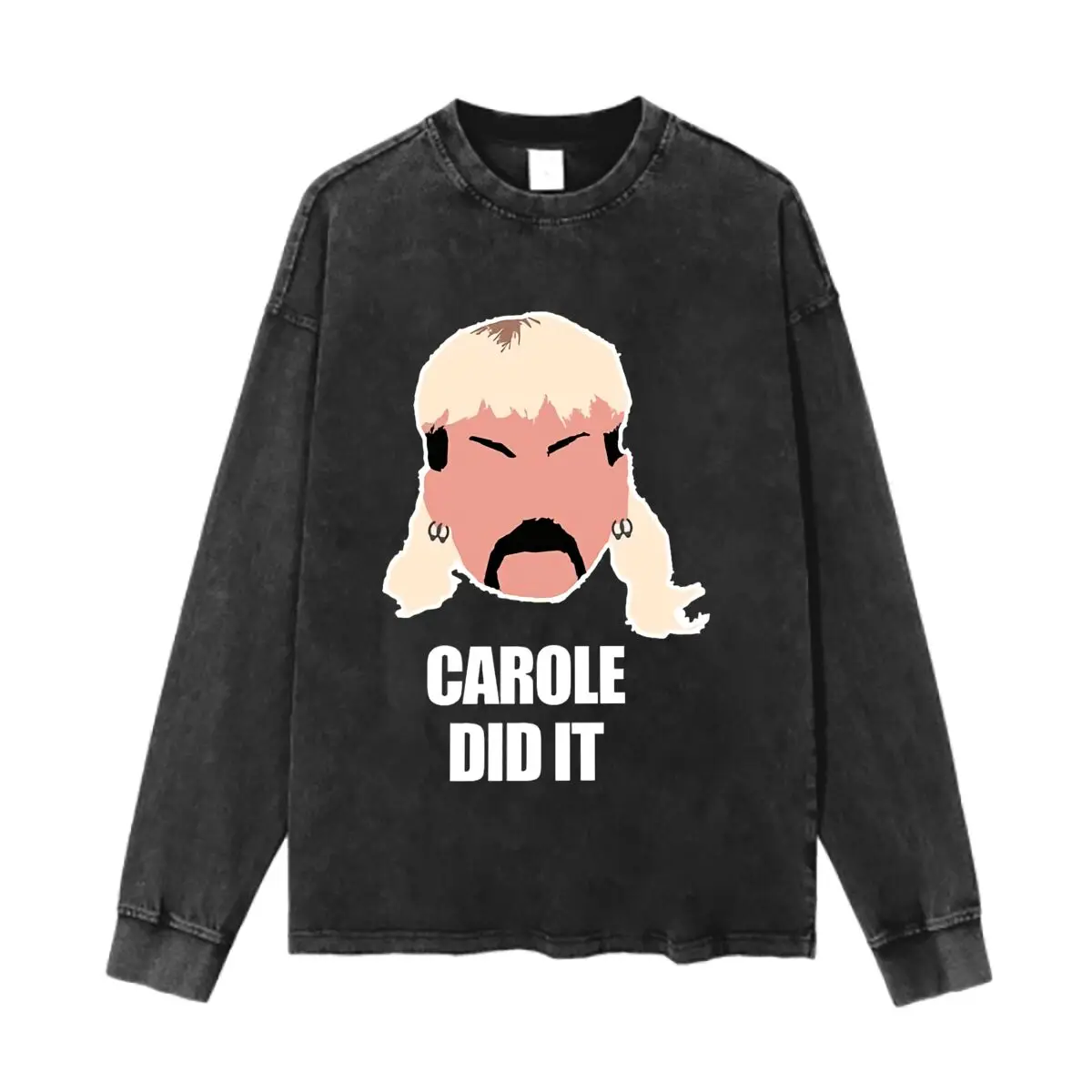 Carole Did It Art Washed Vintage Long Sleeves Cotton Tee Shirt Solid O Collared For Men's And Women's