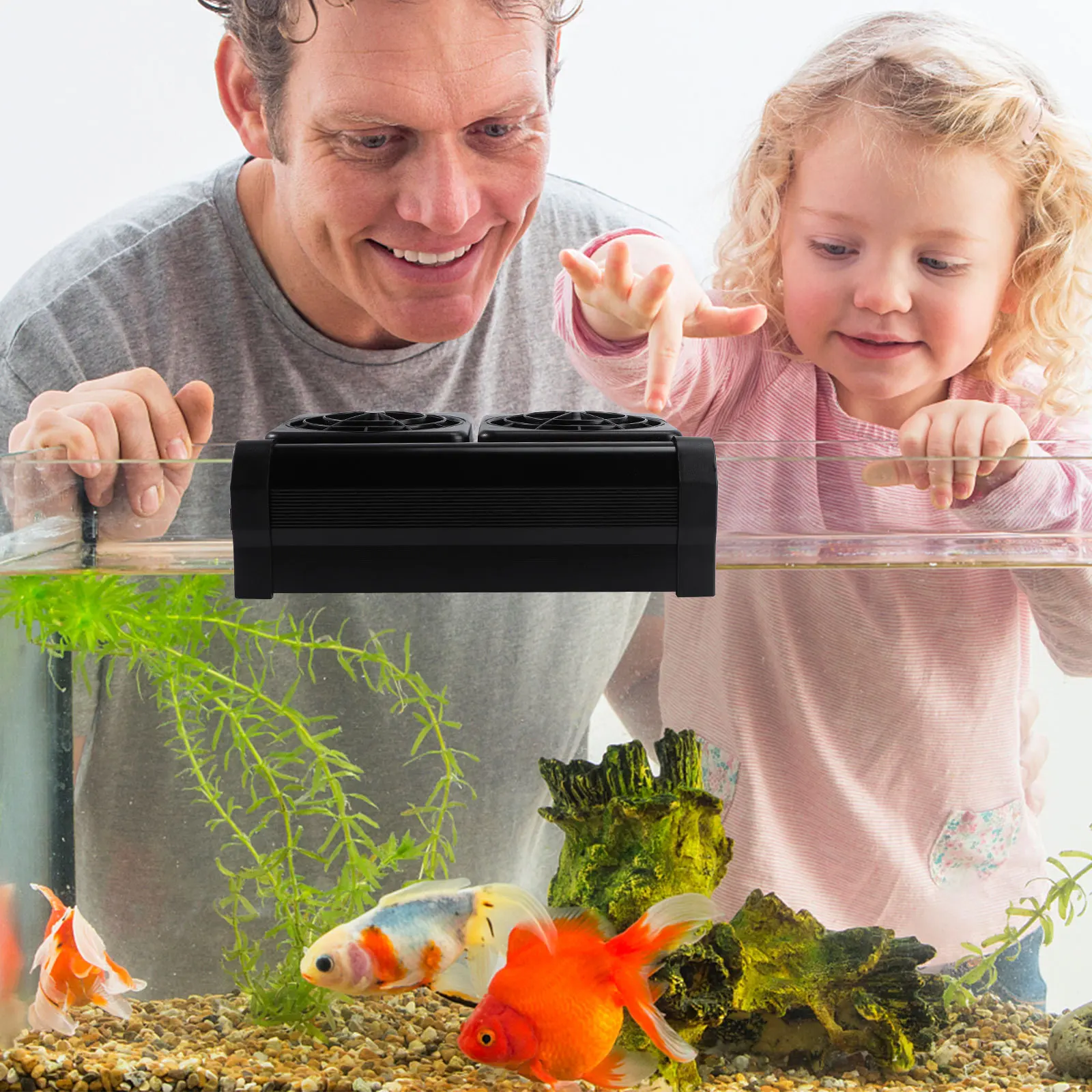 

2 Cooling Fan Mini Heat Dissipation Black Chiller for Aquarium Fish Tank Adjustable Speed Stable Clamp Us Plug