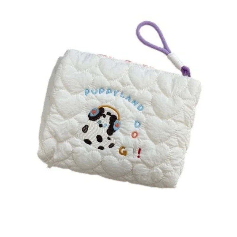 Cute Puppy borse cosmetiche da donna ricamate Cartoon Ladies borsa portaoggetti trapuntata custodia per il trucco borse da donna con pochette dolce