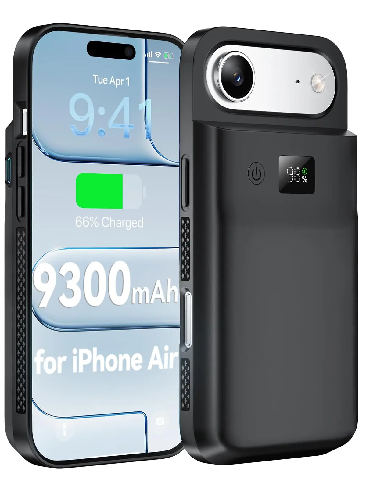 

Чехол для аккумулятора NEWDERY для iPhone Air, портативное зарядное устройство 9300 мАч со светодиодным дисплеем, 20 Вт, чехол для зарядного устройства, внешний аккумулятор
