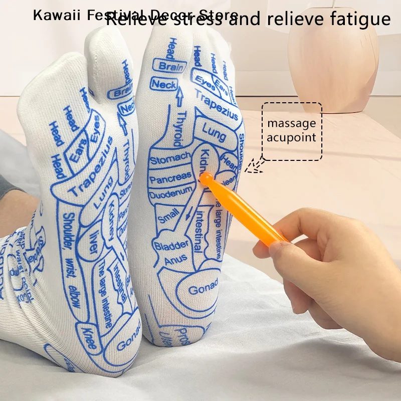 【K】1 Pair Massage Relieve Tired Feet Socks Acupressure Foot Massager Reflexology Socks Foot Acupoint Massage Tool Home Stockings