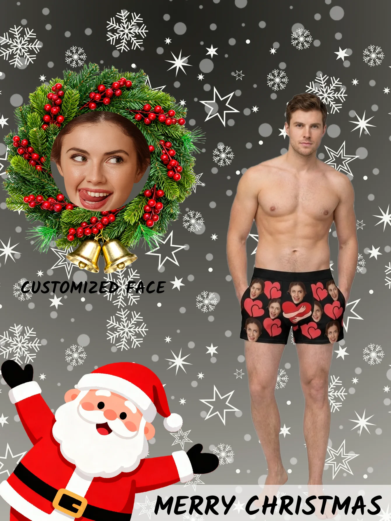 

Personalized Face Photo Underwear Custom Boxer Briefs Custom Men Valentine's Day Gift For Husband Anniversary Gift for Dad