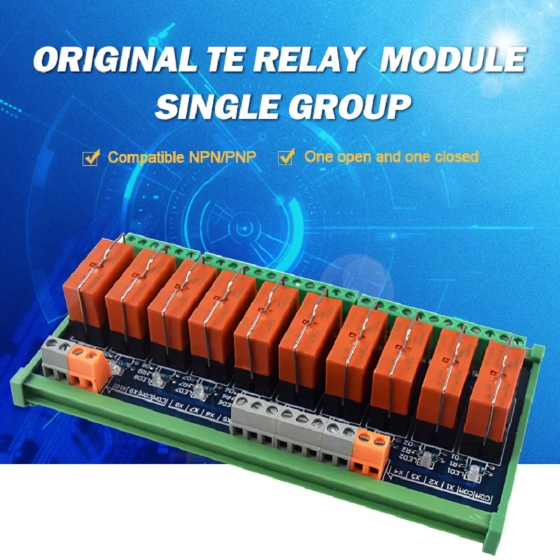 Huaqingjun 10-Channel Taike Relay Module SPDT 12A 250VAC DC24V Relays for PLC