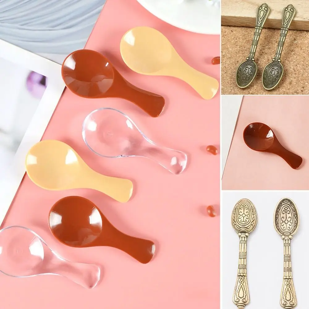 5/10pcs Mini Vintage Cutlery Spoon ABS Plastic Dollhouse Miniatures Tableware Doll House Decor Dollhouse Miniatures Decoration