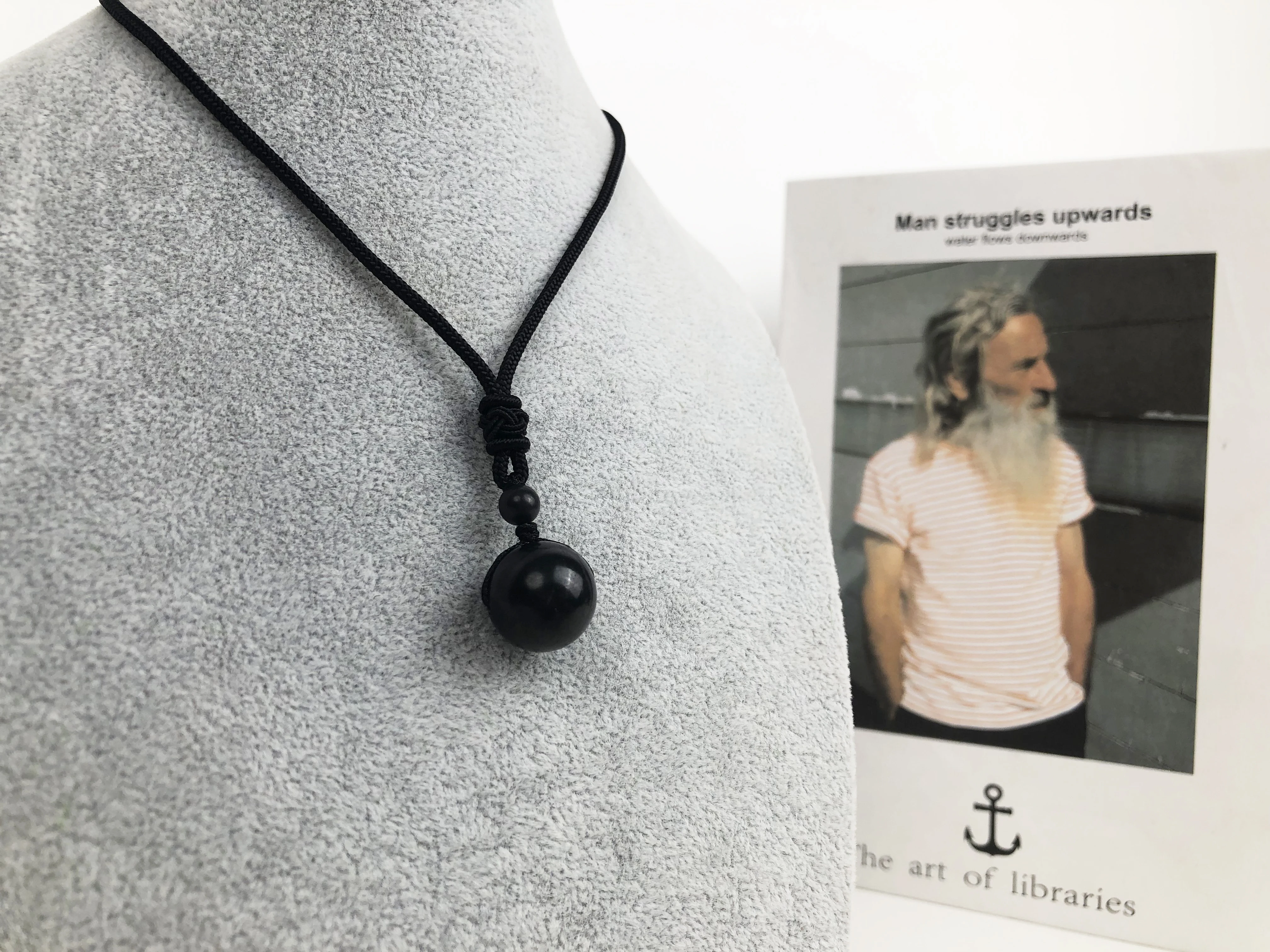 قلادة خرز مستديرة من Shungite مقاس 16 مم من الكريستال الطبيعي لتوازن الطاقة #3