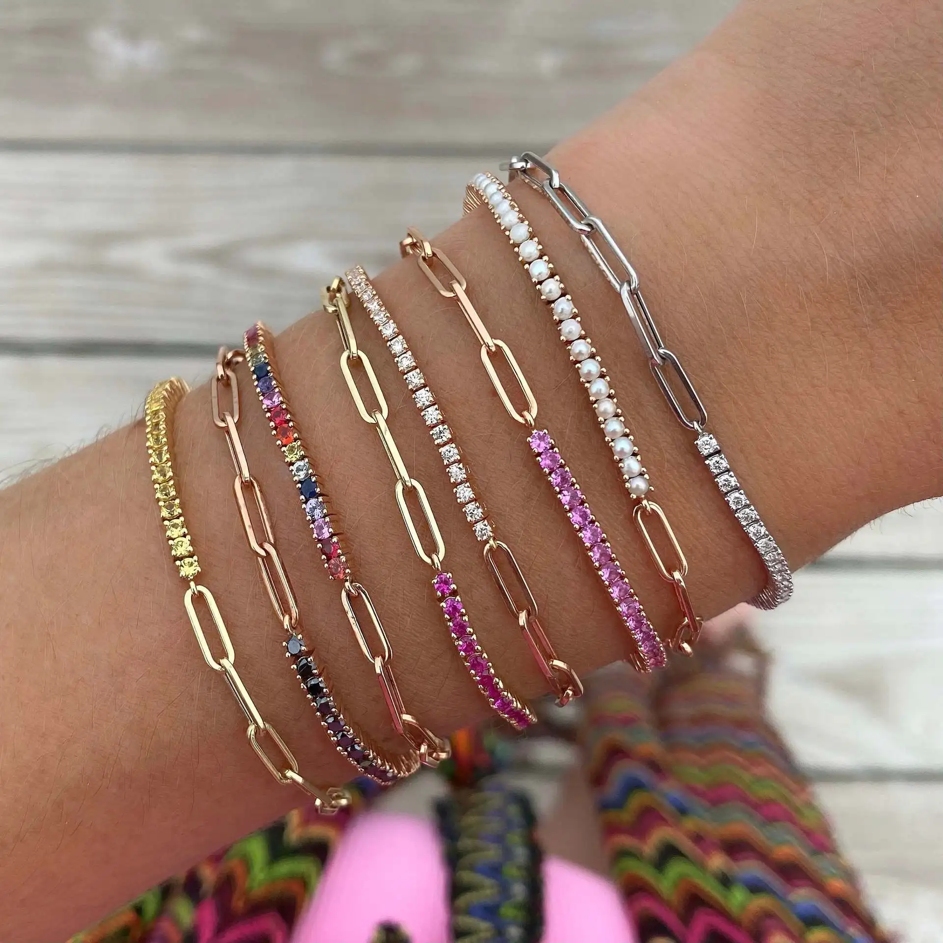 Exquisite bunte Zirkonia Tennis Armbänder für Frauen Mädchen y2k 2000s ästhetische Designer Trend Ketten Armbänder Modeschmuck