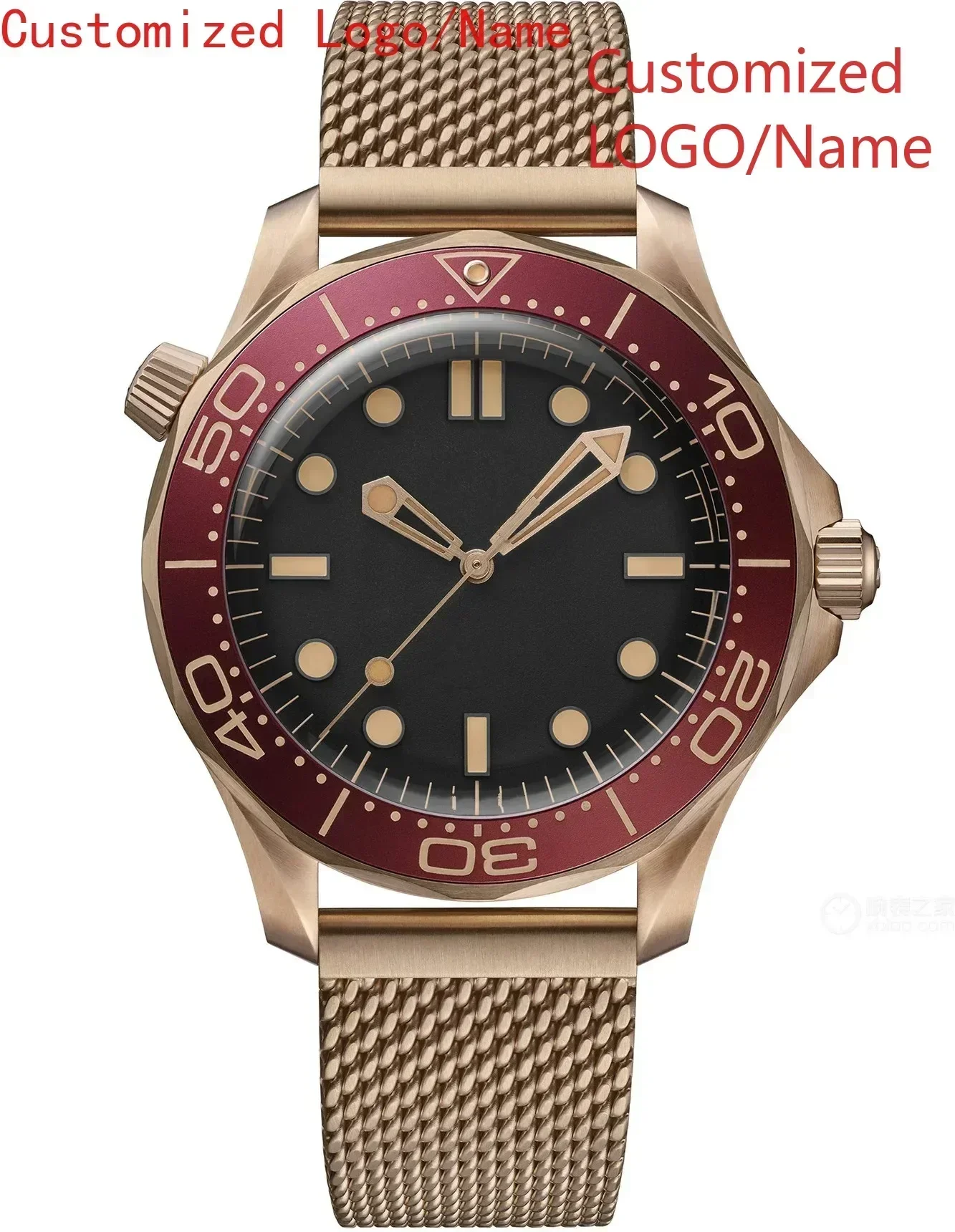 

A11 Store Customized Watch Men Automatic Mechanical Watch Stainless Steel Rose Gold Red Ceramic Bezel Sapphire Rubber 42mm