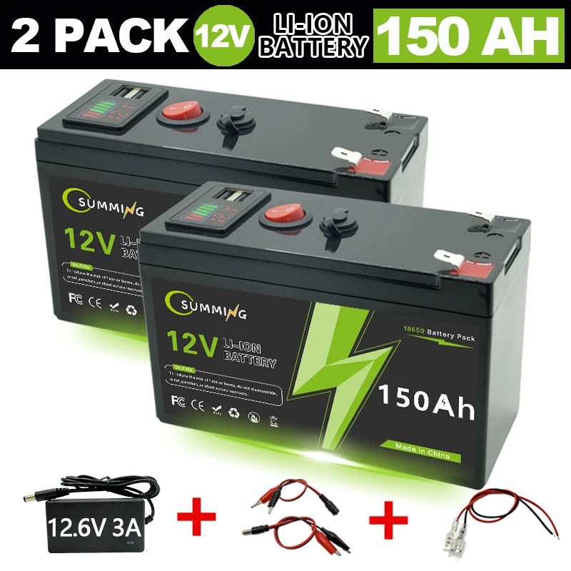 

LiFePO4 12V 150Ah Lithium Battery 4000+ Deep Cycles, for UPS, Kayak Fish Finder, Solar Panel, Power Wheels Toys, Scooter, Radio