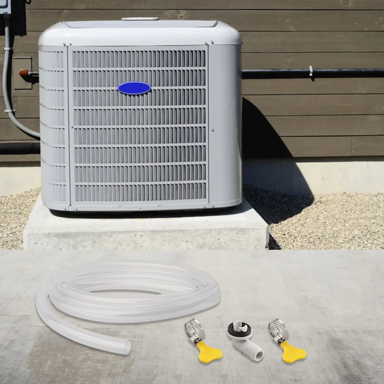 Kit de mangueira de drenagem de ar condicionado de 36 pés com design eficiente com conector e braçadeiras para aplicações divididas e batentes