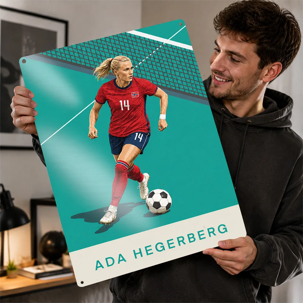 Ada Hegerberg Football Aluminum Poster Customized Metal Tin Sign Club Hero Design Wall Art Made For Loyal Supporters In Office