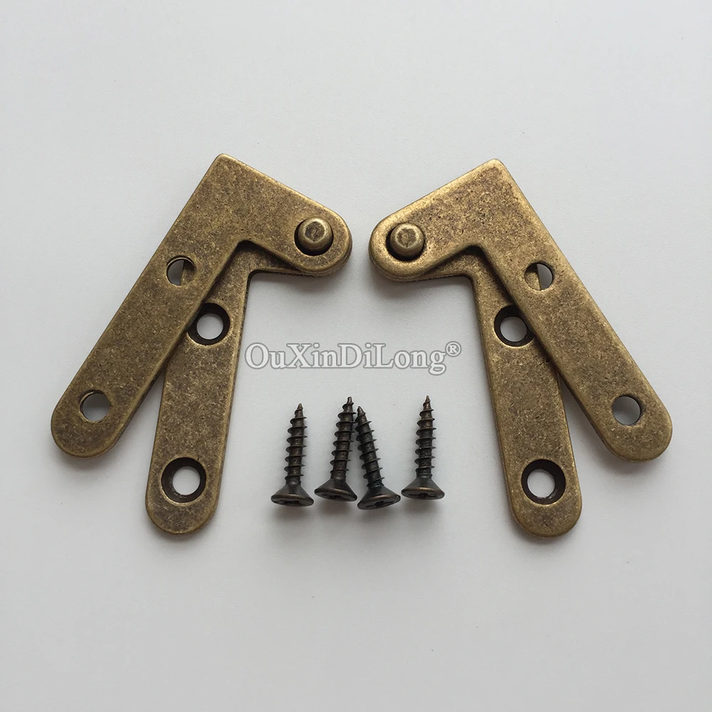 Retro 4Pairs Solid Brass Antique Door Pivot Hinges 360° Rotary Invisible Hidden Inset Cabinet Door Hinges Install Up and Down