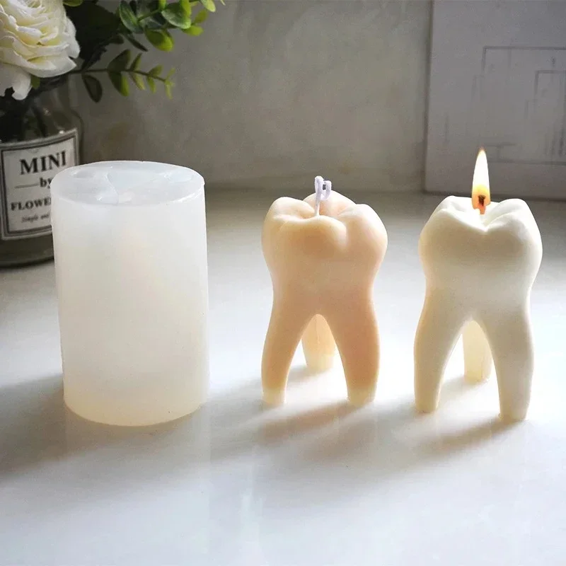 

3D Tooth Silicone Candle Mold Simulation Large Teeth Aromatherapy Gypsum Resin Soap Baking Mould Home Art Deco Party Ornament