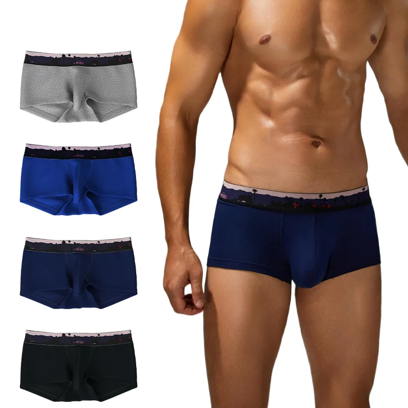

Men's Soft Cotton Boxer Briefs Breathable Stretch Underwear with Scenic Waistband Daily Wear M-XXL 4 Color Options 1-Pack