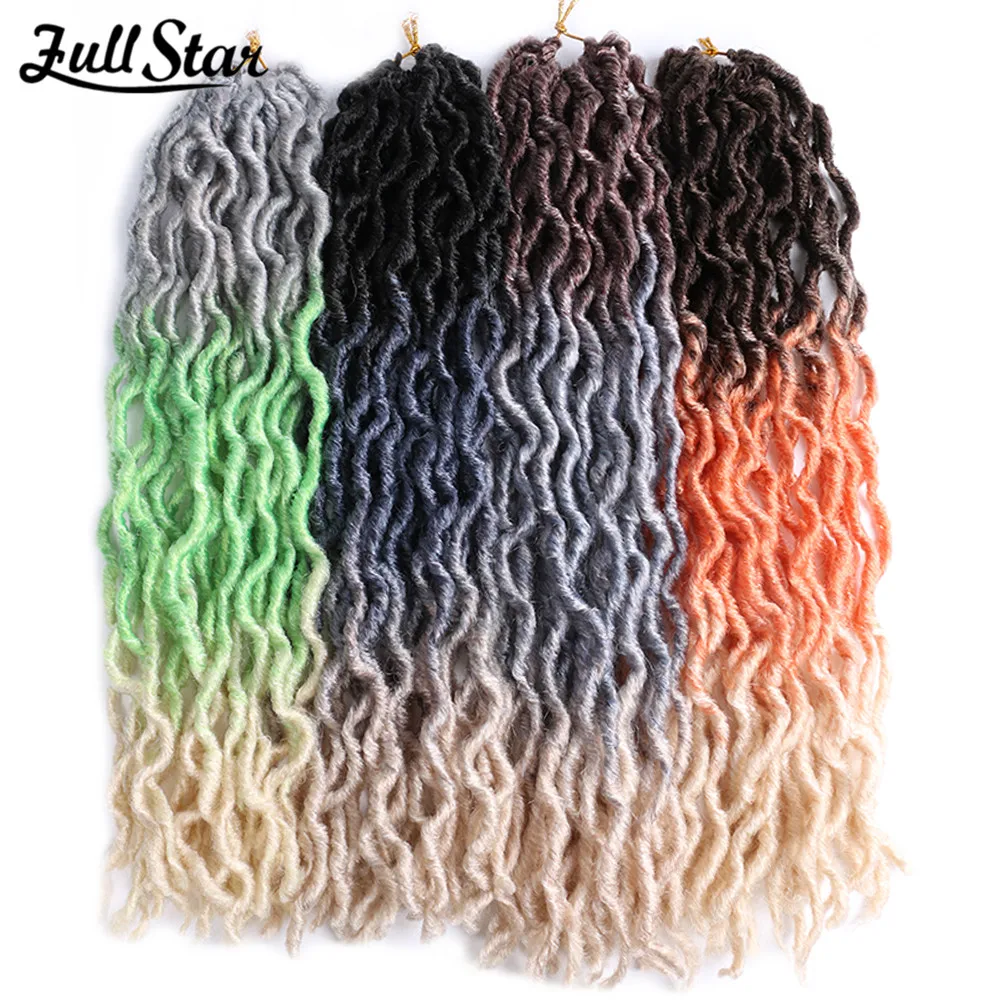 Full Star Gypsy Faux Locs Crochet Hair Synthetic Hair Strand Hook Braid Fake Hair African Blue Blonde Green Colorful Dreadlocks