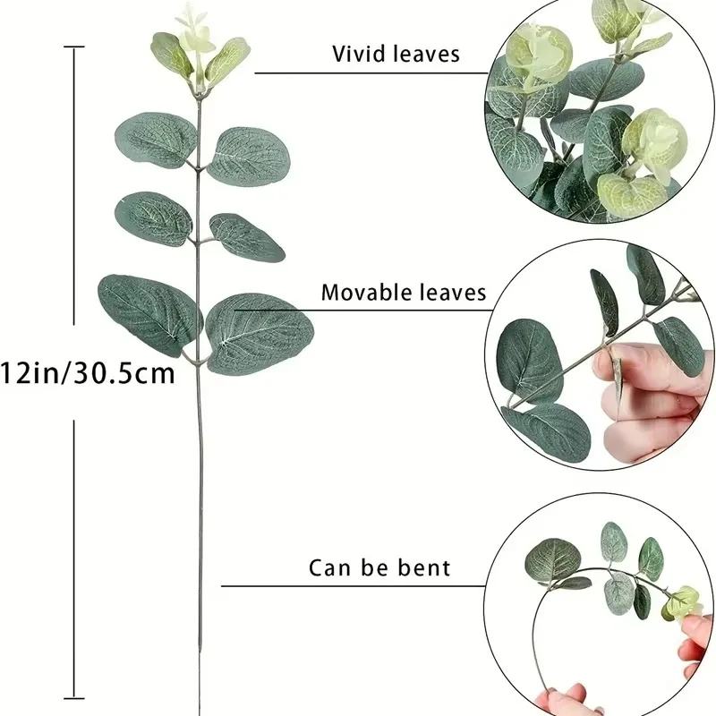 5/10/20Pcs Eukalyptus Blätter Künstliche Pflanzen Bouquet Für Home Room Decor Garten Hochzeit Dekoration DIY Kranz girlande Zubehör – Detail 2