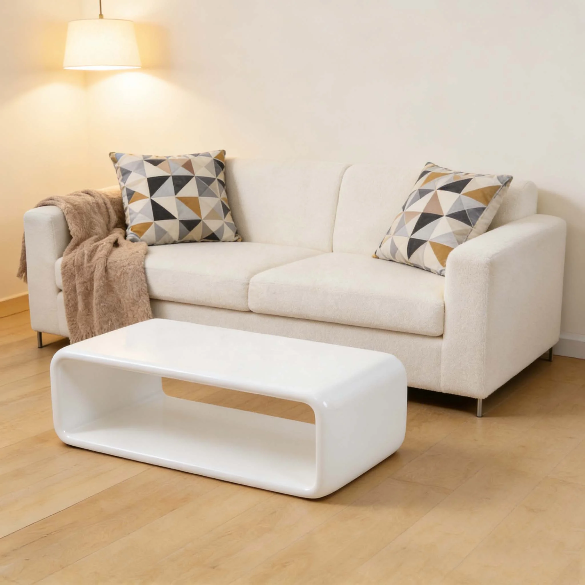 ✿q Factory Modern White Glossy Coffee Table Durable Apartment Living Room Hotel Office Home Furniture YUWEI YW-CT103 FRP