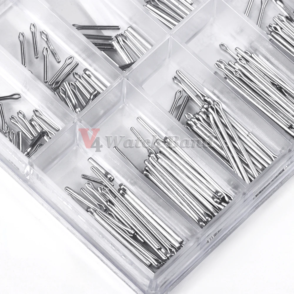 360pcs Watch Band Split Pins 0.8/0.9/1.0mm with Box 6-23mm Stainless Steel Strap Link Pins Cotter Bar Assort Watch Repair Tool