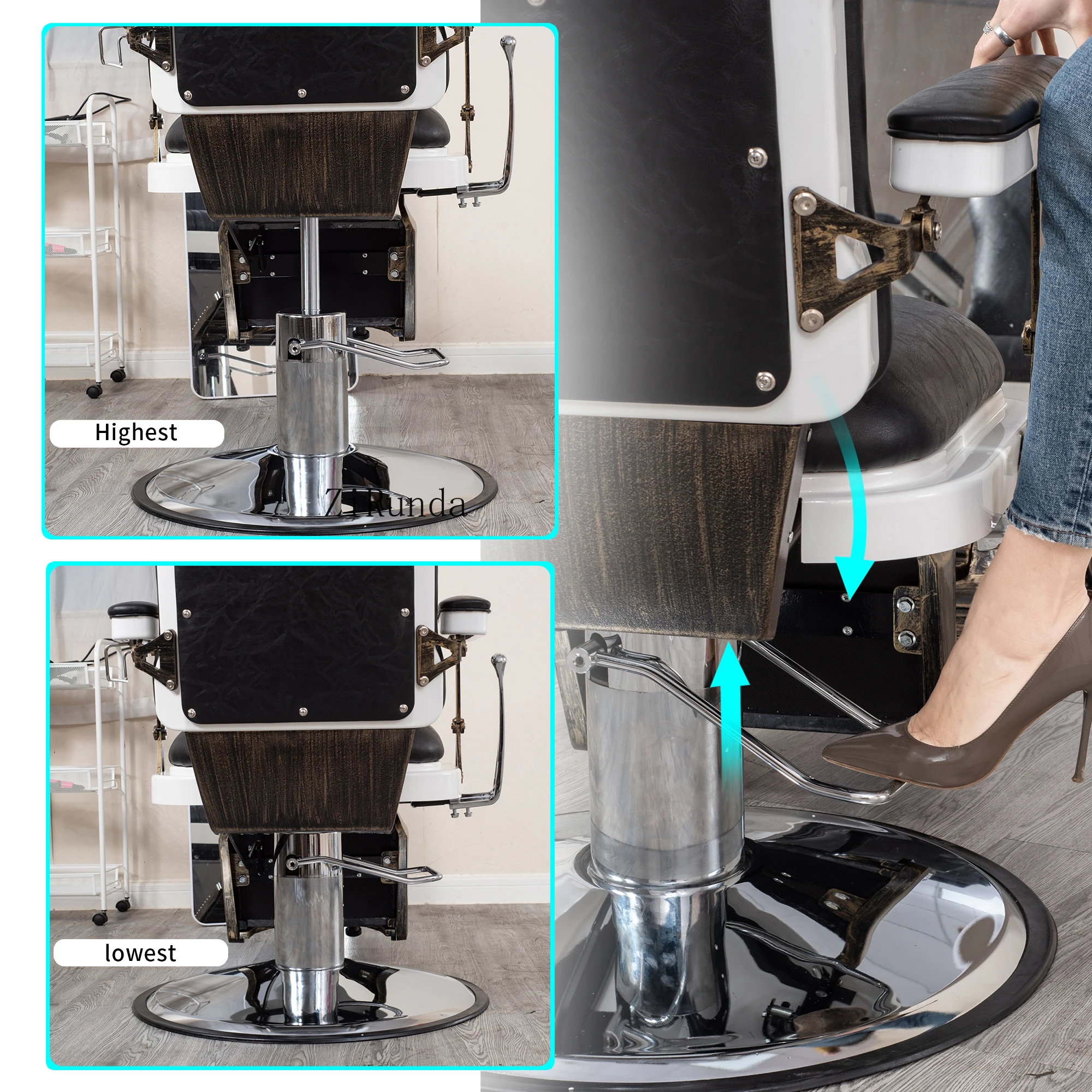 مقاعد جلدية مريحة بارتفاع قابل للتعديل لصالونات الشعر وكرسي الشعر في صالون الحلاقة #5