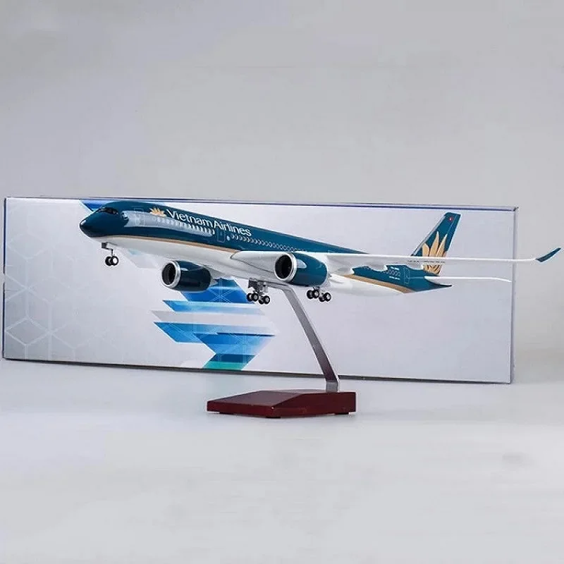 

47cm Airbus A350 Vietnam Airlines Resin Diecast Static Airplane Model With Lights And Stand Collection Assemble Aircraft Gifts