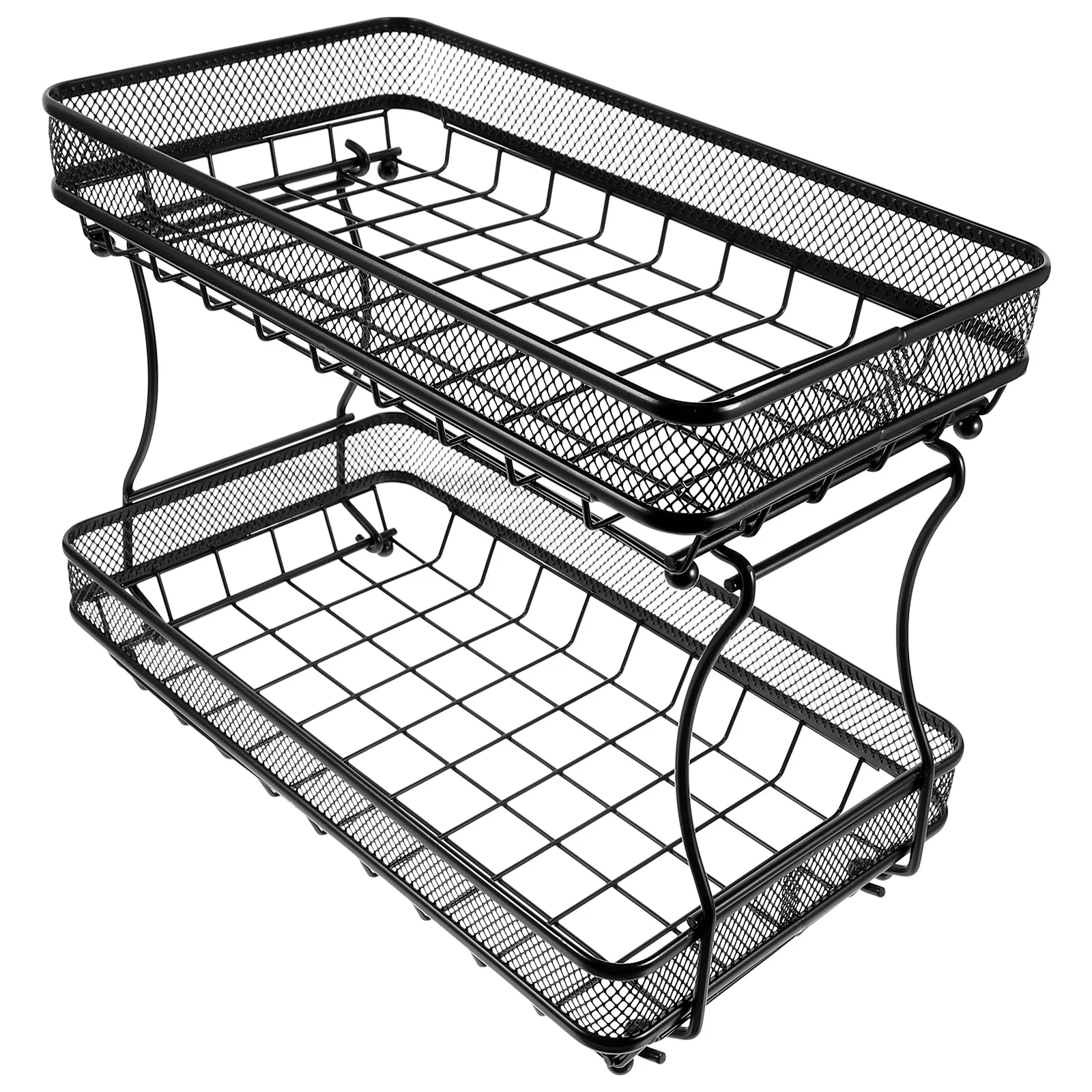 

2 Tier Fruit Basket Kitchen Countertop Detachable Wire Rack Large Capacity Fruits Snacks Storage Organizer Home Desktop Tray