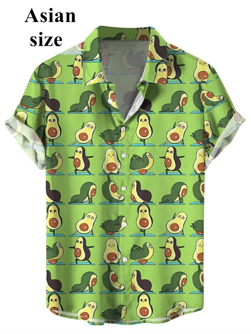 

Vegetable eggplant avocado pattern Shirts For Men summer casaul funny pattern Beach Shirt hawaiian Fashion Male Tee Streetwear