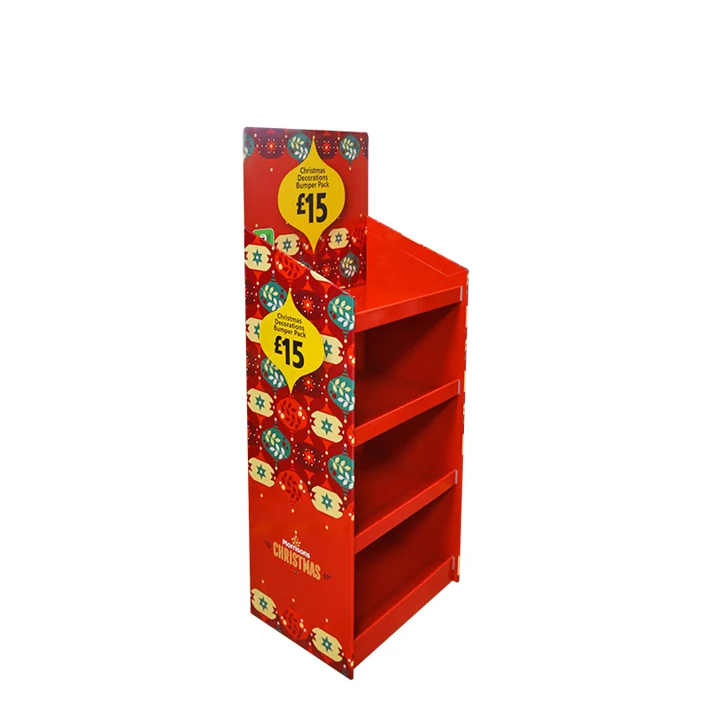 Custom Chinese Manufacturer Cardboard Snack Metal Retail Corrugated Floor Stand Display Cosmetics