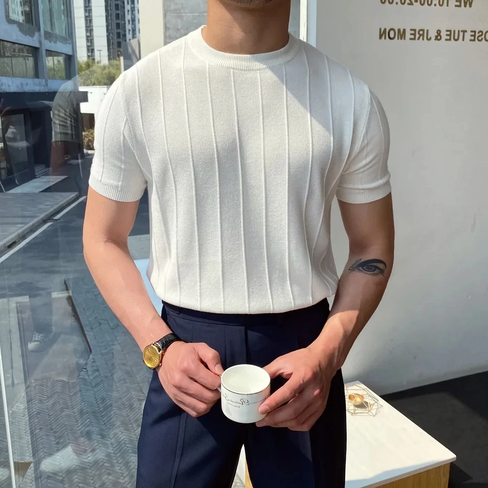 

2025 Summer New Men Round Neck Short Sleeve T Shirt Trendy Versatile Casual Comfortable Breathable Lightweight Base Layer Top