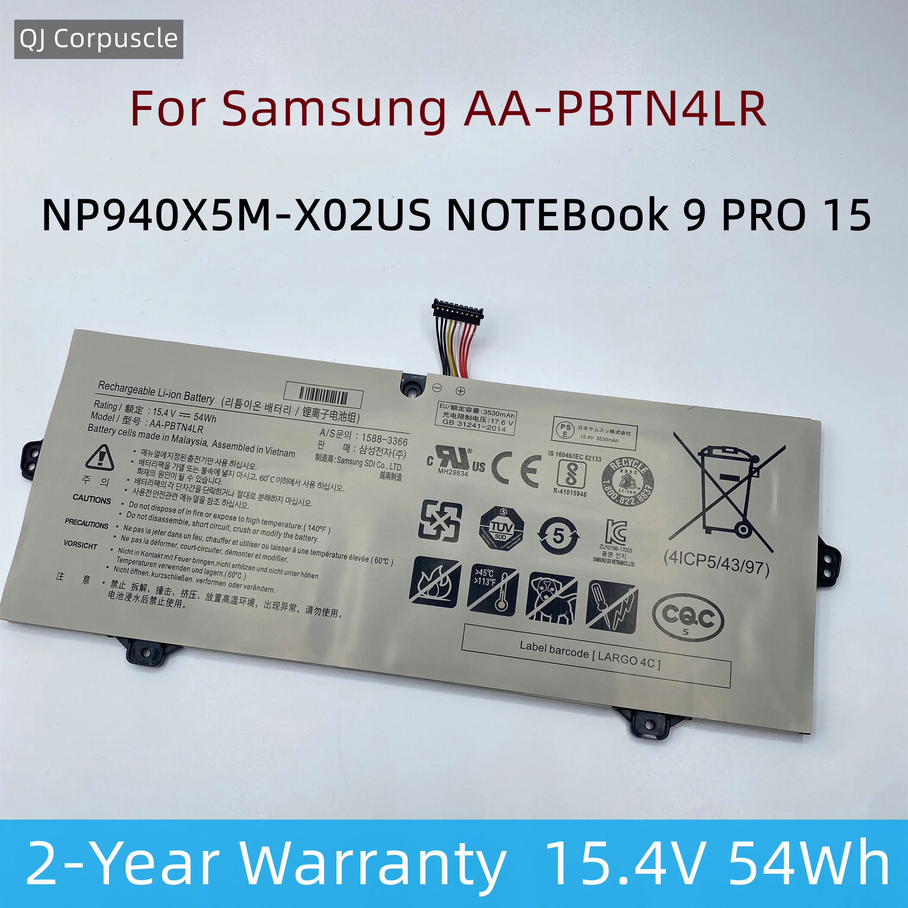 

New Original AA-PBTN4LR 54W BA43-00 Laptop Battery For Samsung NP940X5M-X02US NP940X3M-K01US NOTEBook 9 PRO 15 NP940X5N NT950QAA