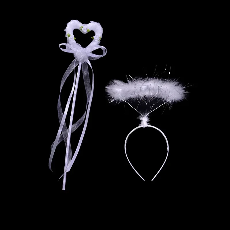 Angel Headband and Halo Ring Wands Sticks Kids Teens Girls Women Adult  Costume Dress Up Christmas Halloween Festival