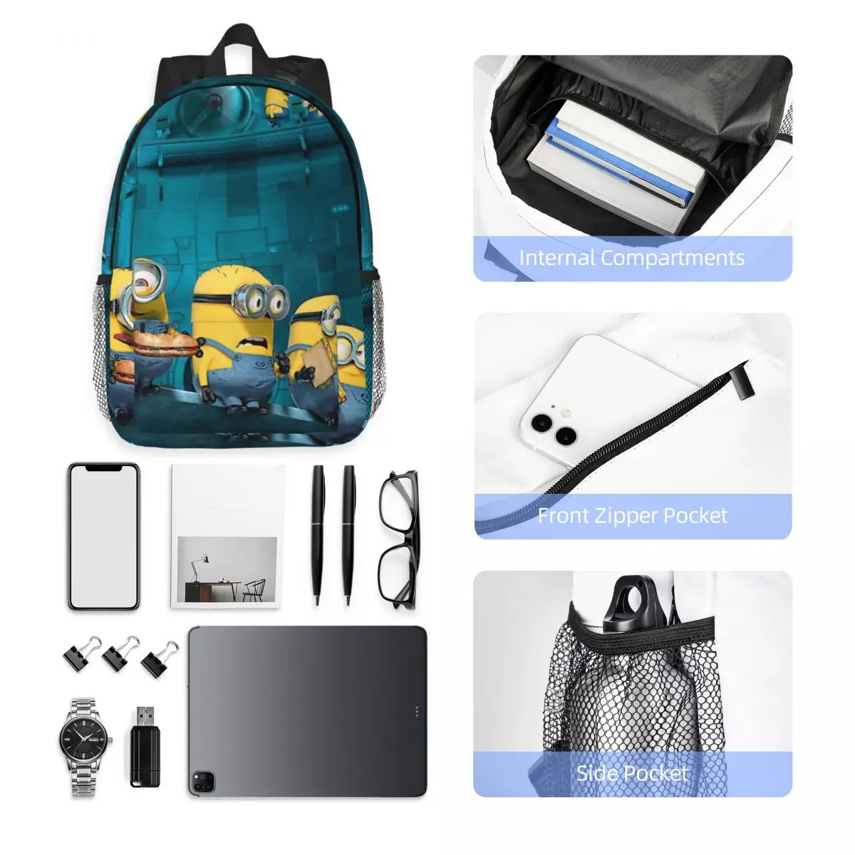 M-Minions Nieuwe Mode Hoge Capaciteit Waterdichte College Rugzak Trendy Laptop Reisboekentas 15Inch