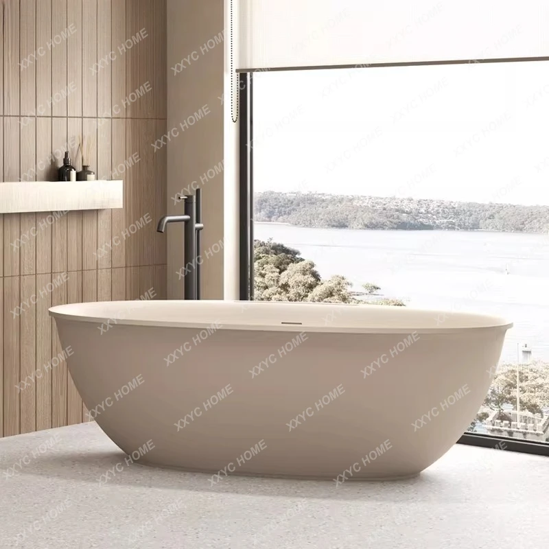 XX  M Milk coffee color artificial stone bathtub Freestanding household double bathtub