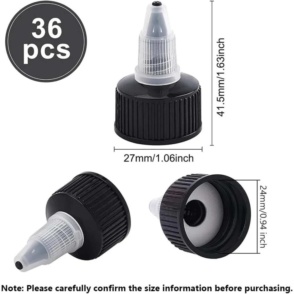 36pcs Squeeze Bottle Cap 24/410 Natural Twist Top Caps Black Replacement Caps Twist Top Cap Bottle Dispensing Caps