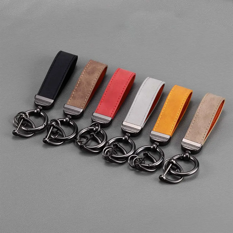 Unisex Leather Keychain for Women Men Luxury Key Chains Rings Solid Color Buckle Key Holder Waist Wallet KeyChains Keyring