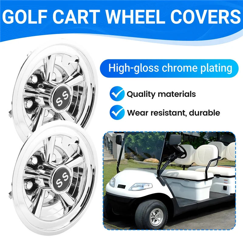 

2Pcs 8Inch SS Golf Cart Wheel Covers 5 Spoke Design Hub Cap For Golf Carts For Club Car EZGO Yamaha