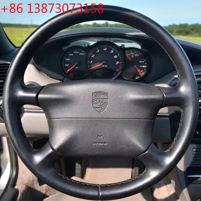 Hand Stitched Genuine Leather Non-slip Breathable Car Steering Wheel Cover for Porsche 986 1998-2004 DIY Car Interior