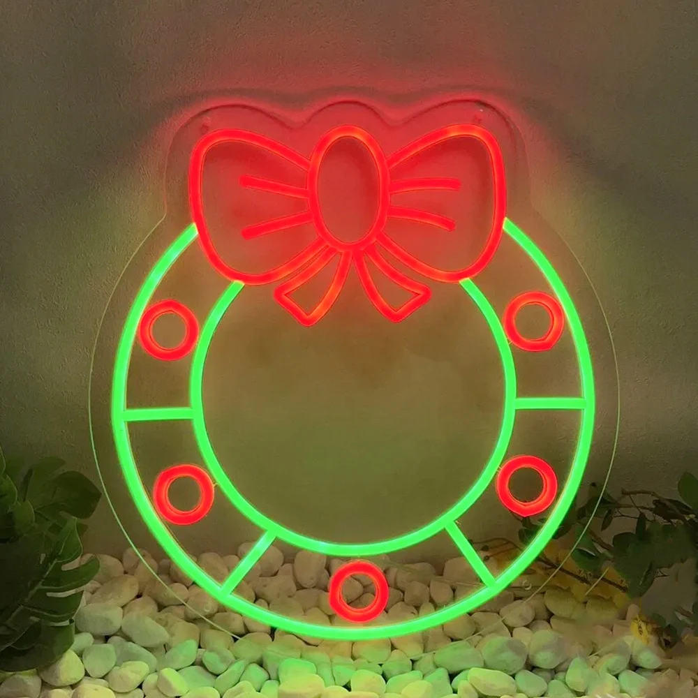 

Christmas Wreath Neon Sign Artistic Christmas Party Decoration Led Light Up Sign Wall Decor For Room Decoration Home Party Shop