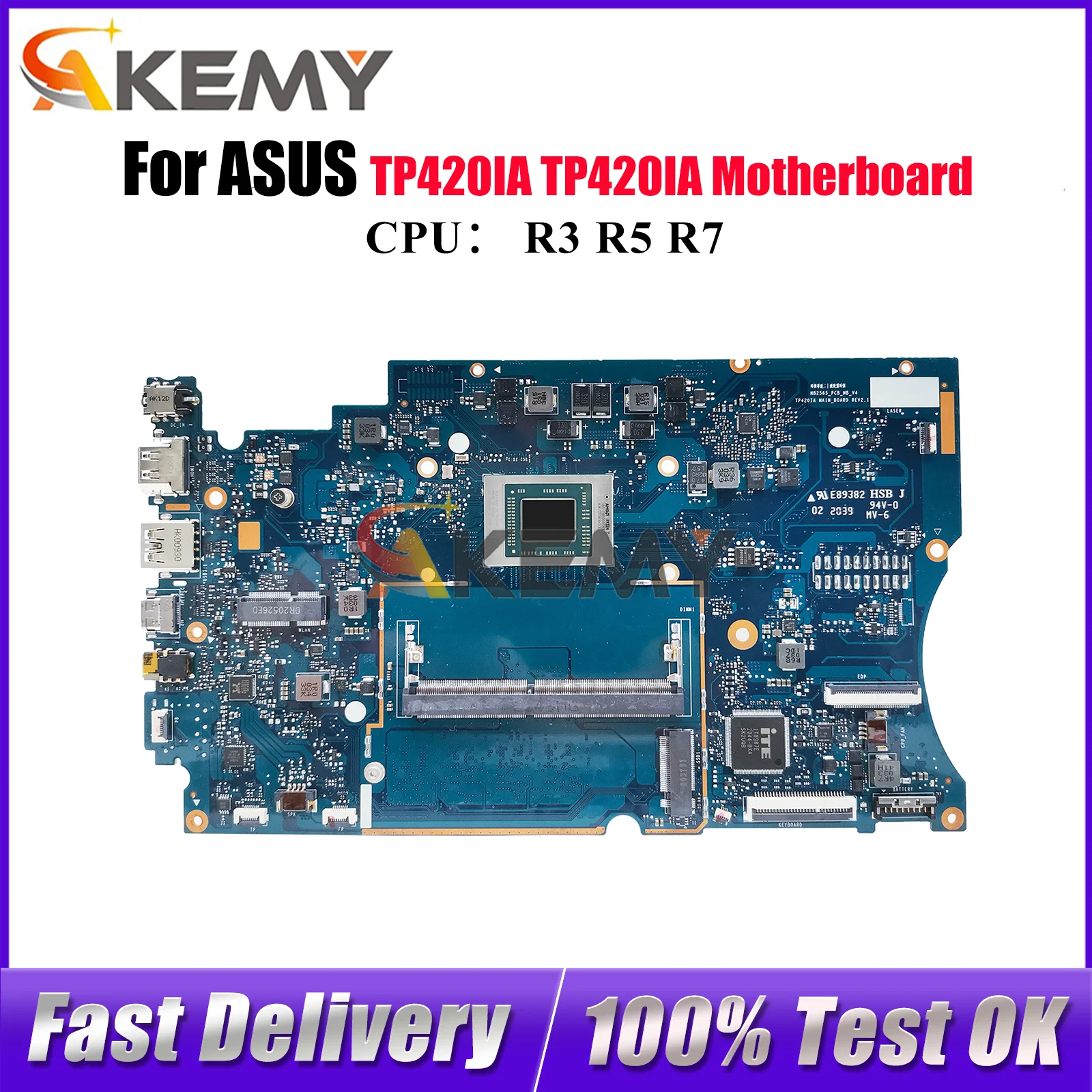 

Материнская плата TP420IA для ноутбука ASUS VivoBook Flip TP420IA TP420I, материнская плата для ноутбука с процессором R3 R5 R7, 100% тестирование, ОК, быстрая доставка