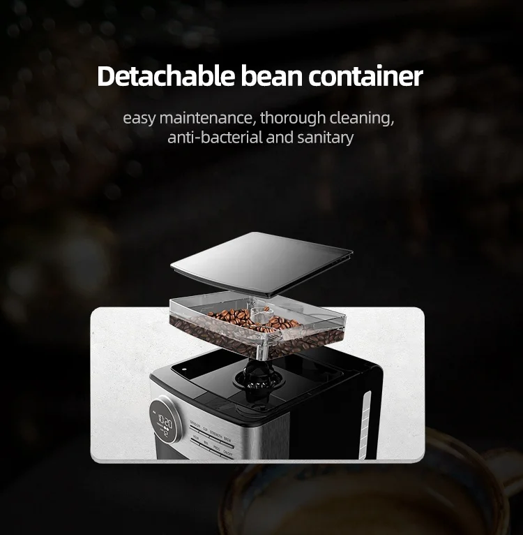 Cafetera de goteo inteligente eléctrica programable con molinillo