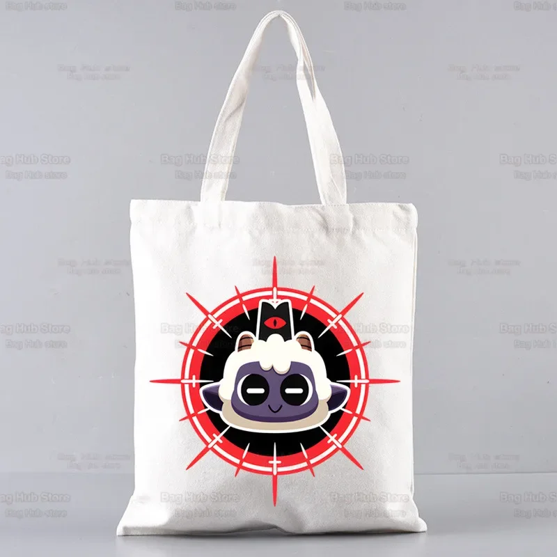 Cartoon Cult Of The Lamb Shopping Bag Handbag Bolsas De Tela Tote Bolsa Cartoon Video Game Shopping Bag Jute Tote Fabric Custom