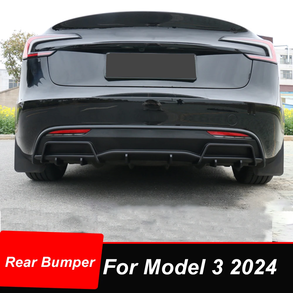 Rear Bumper Diffuser Lip Chin Splitter Bodykit For Tesla Model 3 2024 New Matt Glossy Black Carbon  Tuning Upgrade Accessories