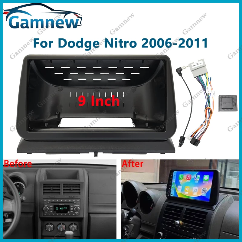 

9 Inch Car Frame Fascia Canbus Box Adapter Android Radio Dash Fitting Panel Kit For Dodge Nitro 2006-2011