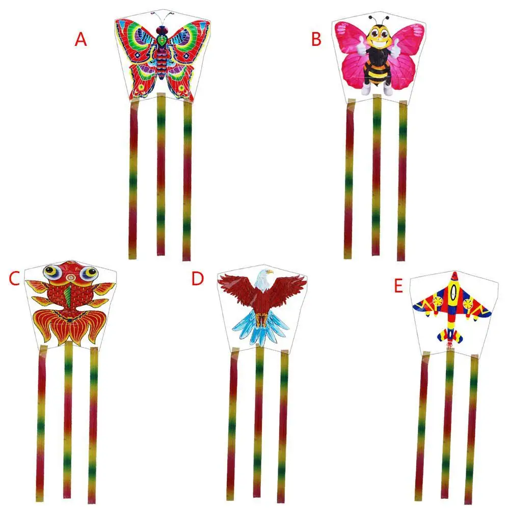 Outdoor Fun Sports Plane Kite With Handle And Line Anti-fall Cartoon Bee Butterfly Aircraft  Flying Kite Outdoor Toys for Kids