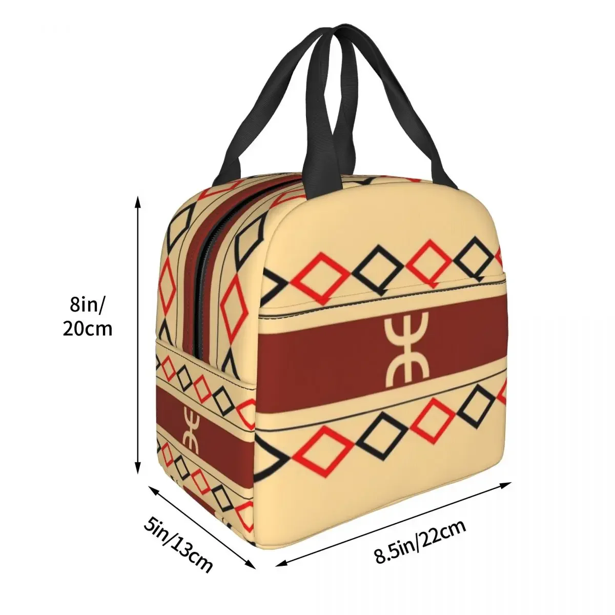 Amazigh Berbere Symbol Insulated Lunch Tote Bag for Women Tifinagh Portable Thermal Cooler Food Lunch Box School Picnic Bags