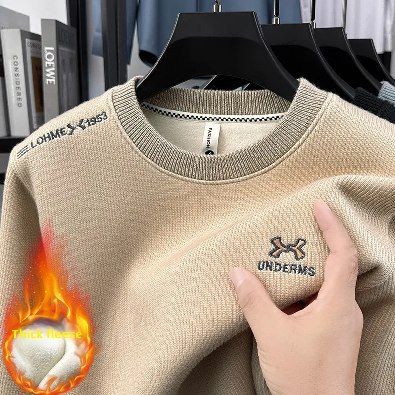 

Пуловер с круглым вырезом и утолщенным узором, вышитый пуловер, легкий роскошный брендовый мужской свитер, британская мода, повседневная теплая мягкая мужская одежда