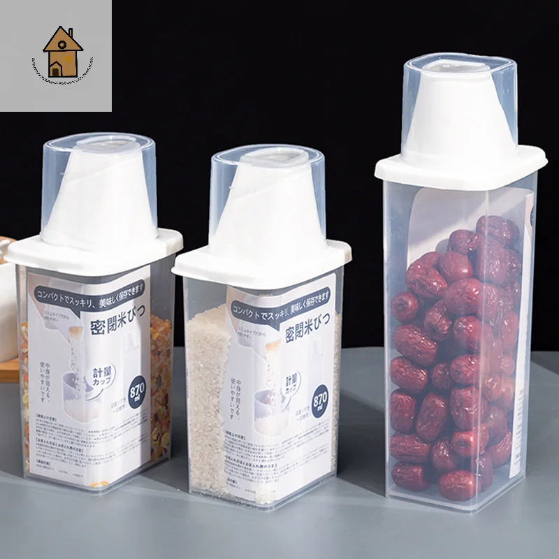 

Kitchen Food Container Sealed Crisper Grains Tank Storage Kitchen Sorting Rice Storage Box Container Bottles And Jars