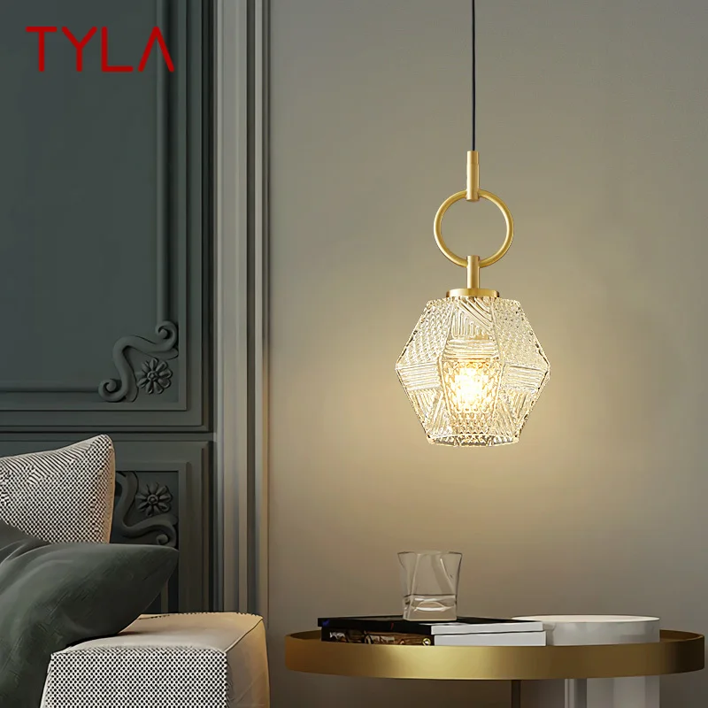 TYLA Contemporary Brass Pendant Lamp LED Gold Copper Hanging Lights Simple Creative Decor For Home Bedroom