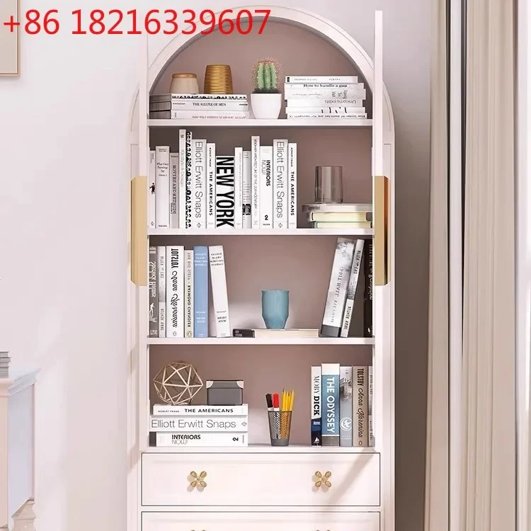 YAO American-style solid wood arched bookcase vintage bookshelf display storage cabinet furniture